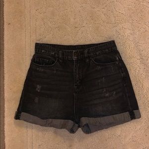 black high waisted denim shorts